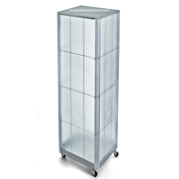 4-Sided Pegboard Floor Wheeled Display Panel Size:16"W x 64.25"H